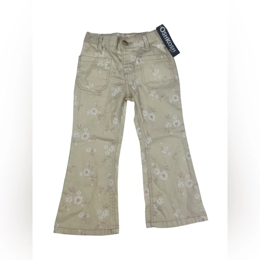 NWT Girls Oshkosh Cream Colored Floral Pants